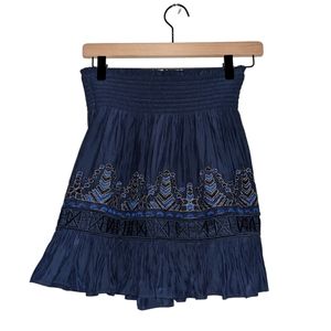 NWT Ramy Brook Cali Skirt Size Small Navy and Gold